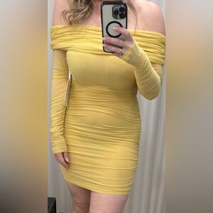 Ronny Kobo Yellow Rushed Dress – Brand New with Tags!